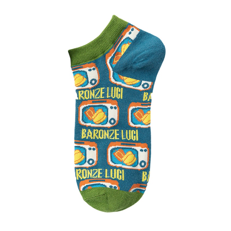 Vớ WAFNHA D237 vải cotton cổ thấp in hình mèo phong cách lolita dễ thương cho nữ