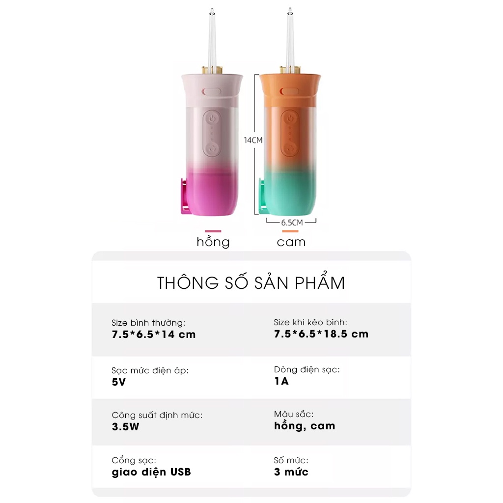 Máy tăm nước mini 200ml