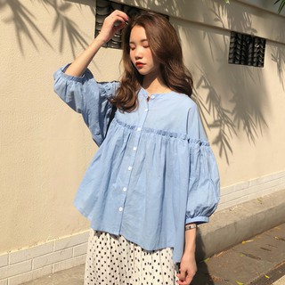[Ảnh thật ]  Áo dài tay bèo nhúm