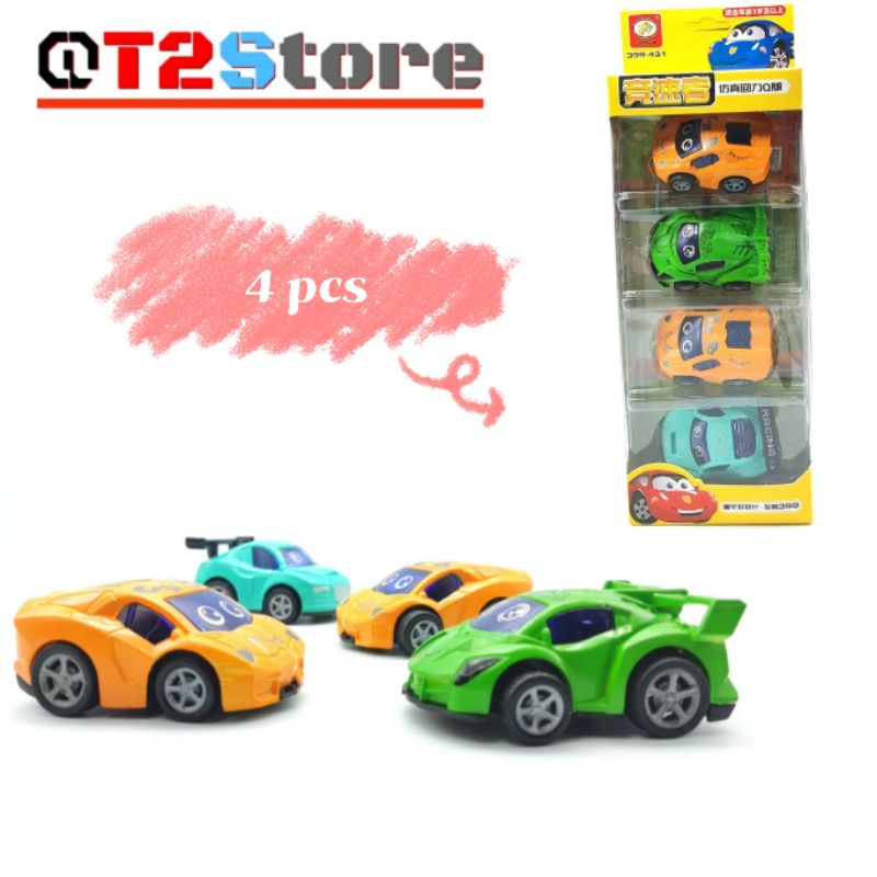 Xe ô tô đồ chơi, Hộp 4 xe đẩy đà 6 CM 431