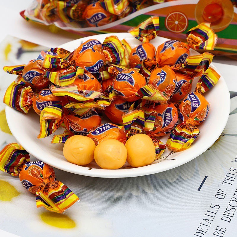 ❏◕❁Nhập khẩu Nga KDV Nilis Kẹo kẹp hương cam 500g Kẹo dẻo Kẹo dẻo Kẹo kẹo dẻo cho năm mới