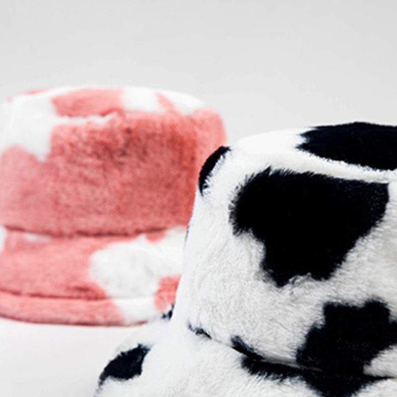 Mũ Bucket Họa Tiết Bò Sữa Thời Trang Mùa Đông Cho Nam Và Nữ