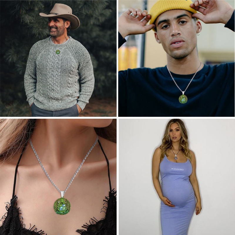 Blg Mặt Dây Chuyền Hình Nữ Thần Mẹ Trái Đất Màu Xanh Lá Cây Millennial Gaia