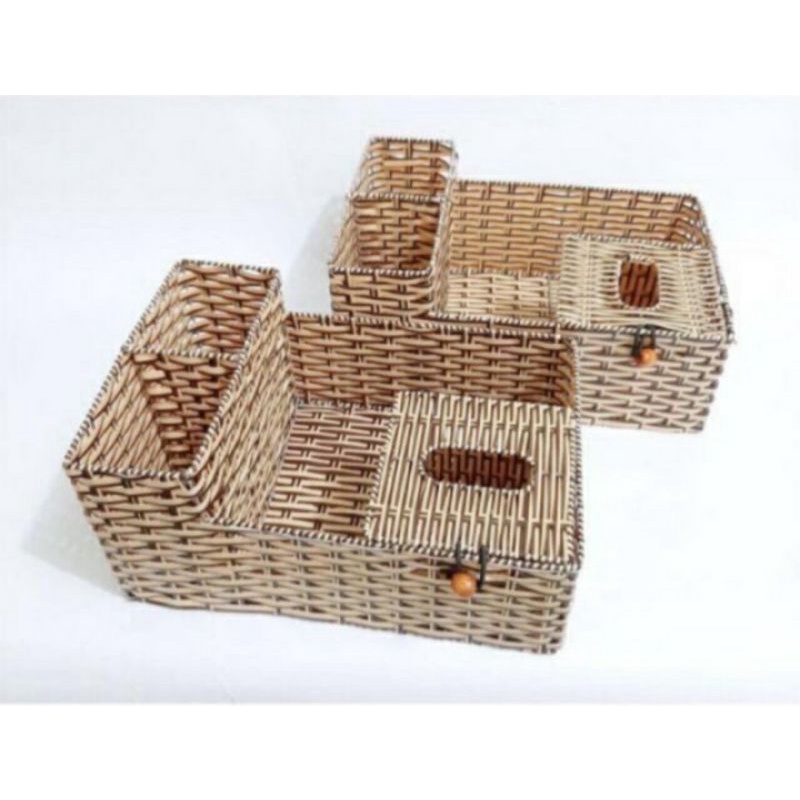 #Handmade thủ công# khay đựng đũa thìa, giấy ăn, lọ gia vị mắm muối giả mây đan - hộp đựng đa năng bằng mây, hàng loại 1