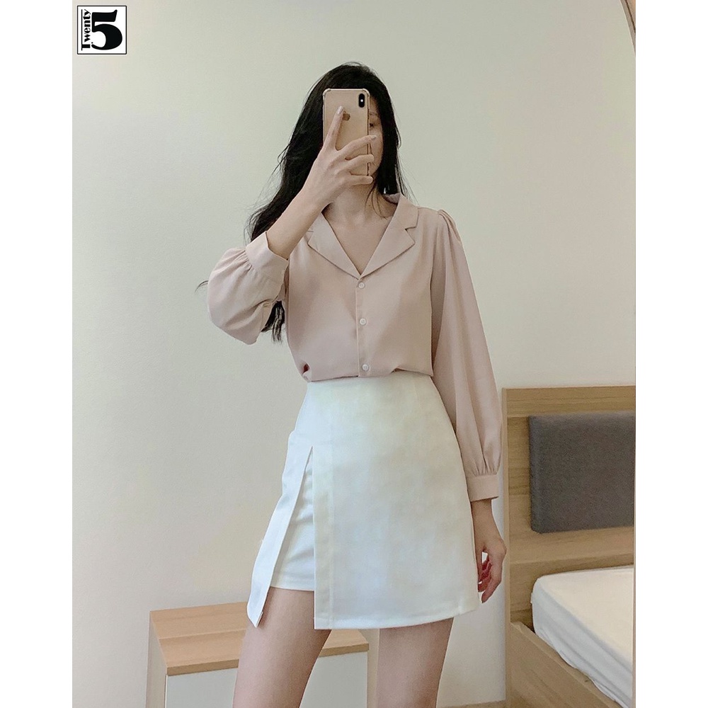 Áo sơ mi nữ công sở cổ bẻ 2 ve tay bồng Twentyfive N1069