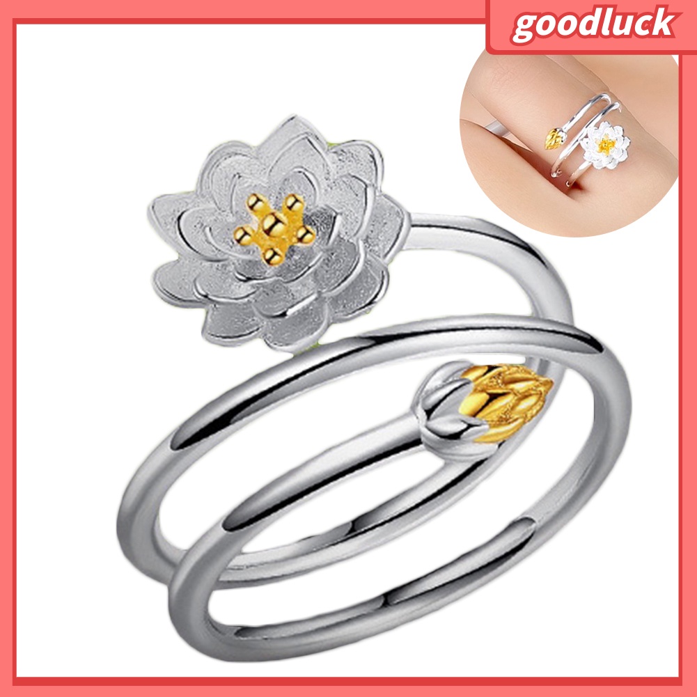 Nhẫn Hở Hình Hoa Sen Thanh Lịch Cho Nữ