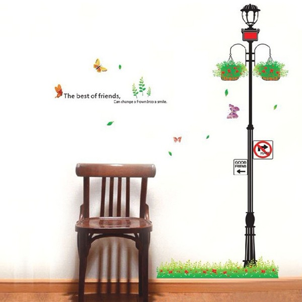 Decan dán tường đẹp, decan trang trí phòng hình đèn đường XL7041