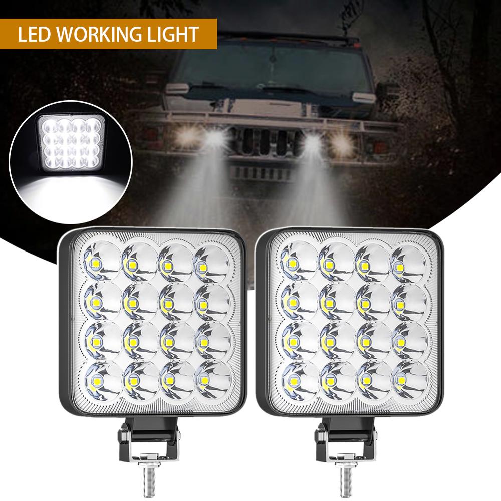 Đèn Pha Phụ Hình Vuông 16SMD 48W Trợ Sáng Cho Xe Ô Tô Tải