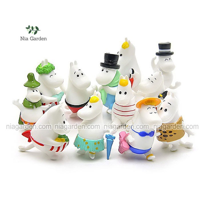 Tiểu cảnh hà mã Moomin, trang trí chậu cây nhỏ, chậu để bàn - PKTC