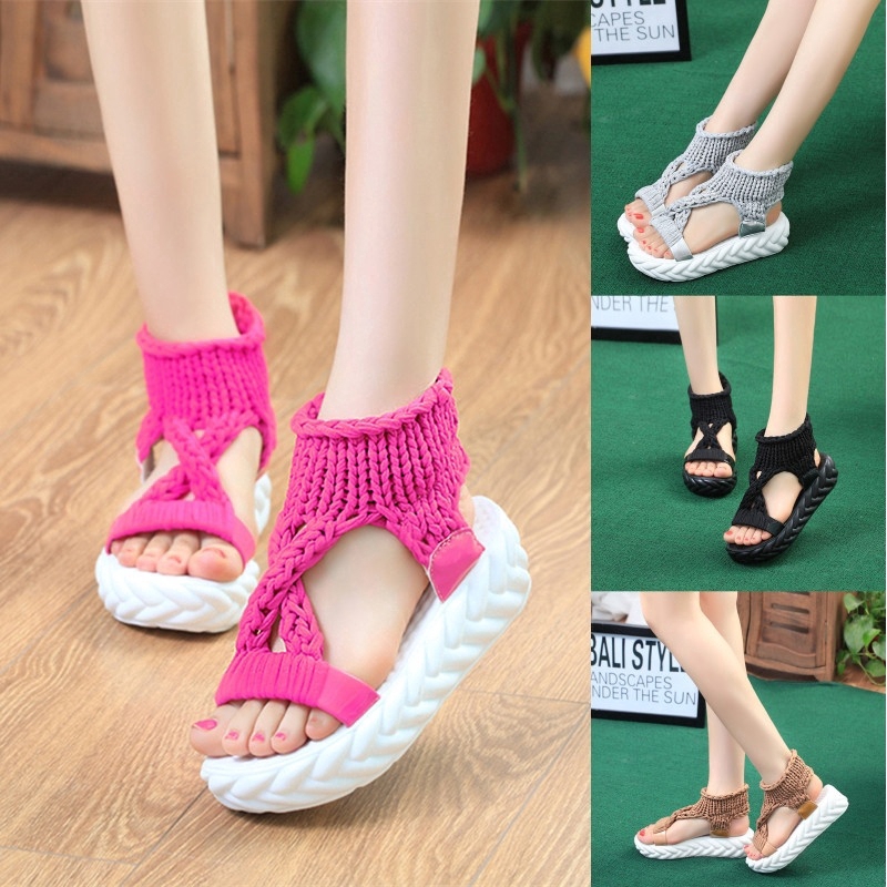 Giày sandal nữ hở mũi màu trơn