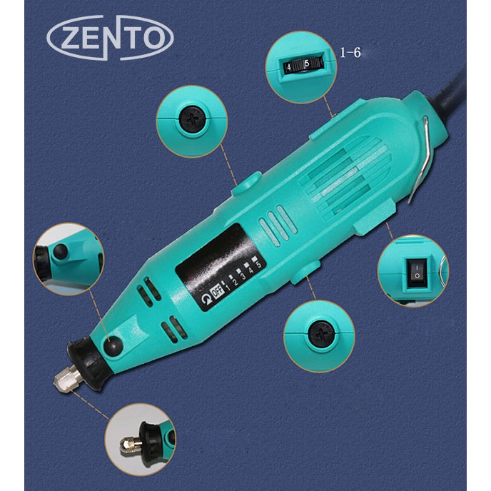 Máy khoan, mài, khắc mini đa năng 252 chi tiết Zento JS10B