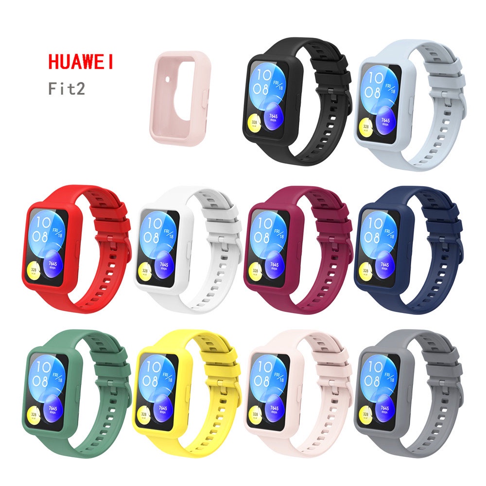 Dây Đeo Silicone Kèm Ốp Bảo Vệ Cho Đồng Hồ Thông Minh Huawei Watch Fit 2 / 1