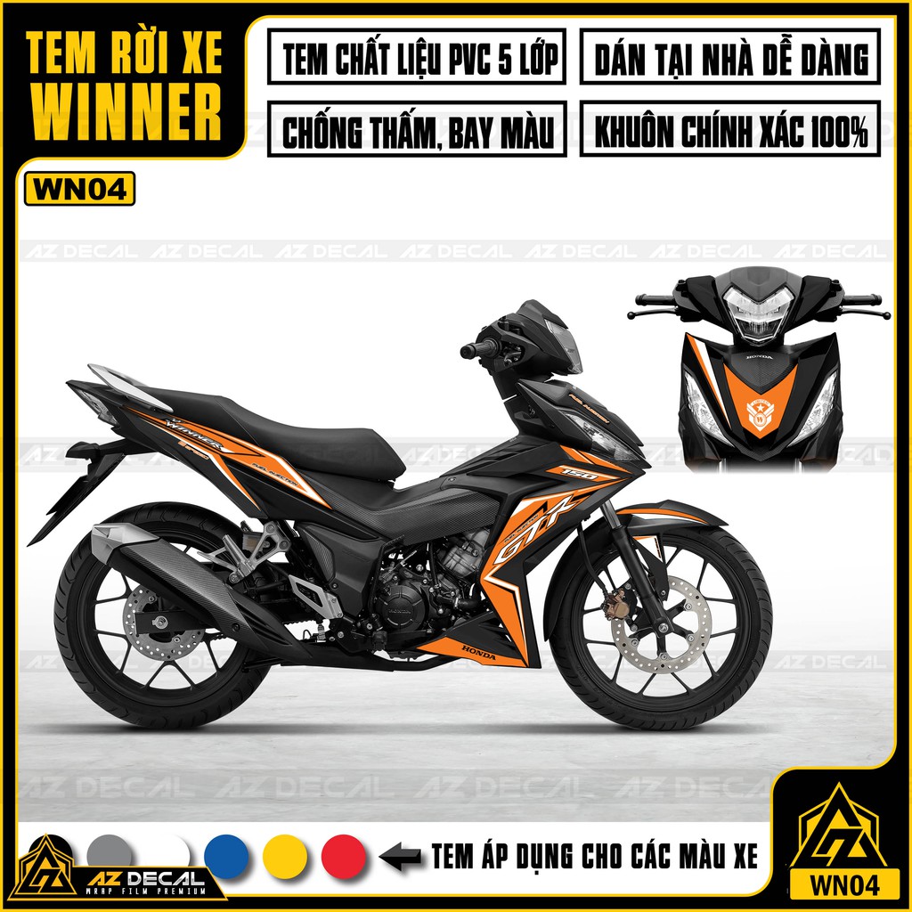 [New] Tem Winner Honda 150 Mẫu GTR |2WN04| Tem Xe Máy Honda PVC 5 Lớp Chống Thấm Nước, Chống Bay Màu