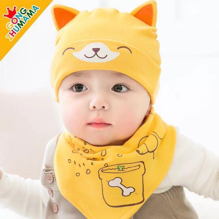 BỘ MŨ KÈM KHĂN YẾM HÌNH CHÓ MÈO