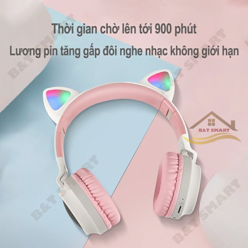 [  FREE SHIP Tai nghe Mèo Blutooth,chụp tai ,Headphone Tai Mèo dễ thương có Mic,Âm bass mạnh mẽ ,Dung lượng pin Khủn