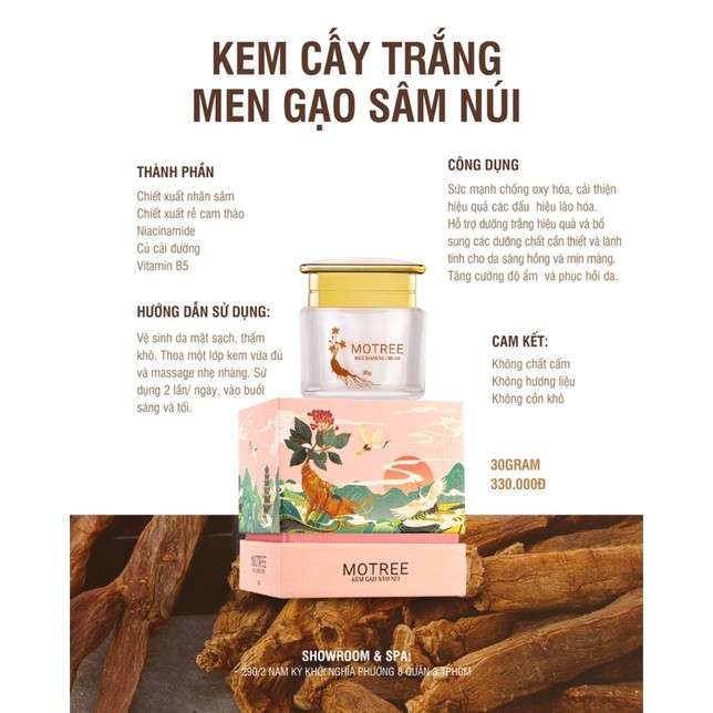 [Chính hãng Motree] Kem dưỡng da ban đêm - Cấy trắng Men Gaọ + Sâm Núi | BigBuy360 - bigbuy360.vn