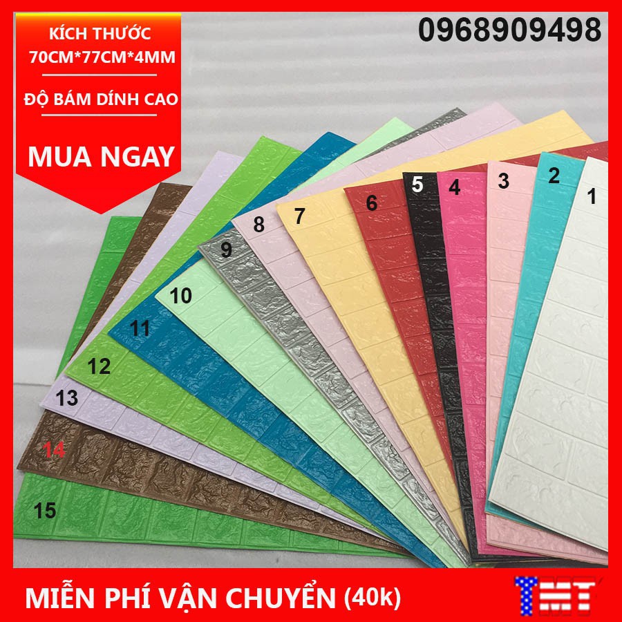 (HOT) Miếng Xốp Dán Tường 3D giả Gạch cách âm cách nhiệt Loại 4mm