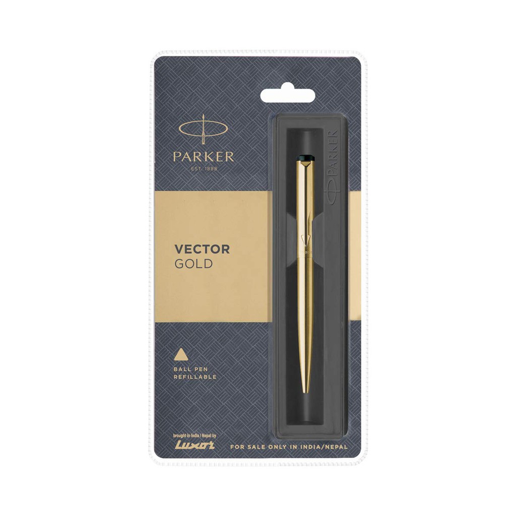 Viết parker vector, bút ký cao cấp mạ vàng (gold), mực xanh (blue)