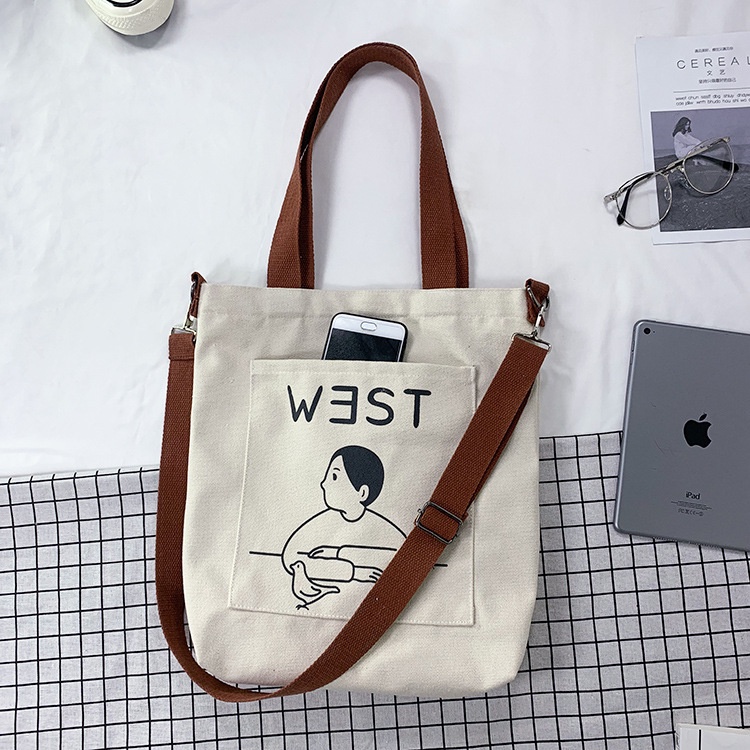 Túi Xách Vải Canvas Kích Cỡ Lớn Kiểu Dáng Dễ Thương Xinh Xắn Dành Cho Nữ
