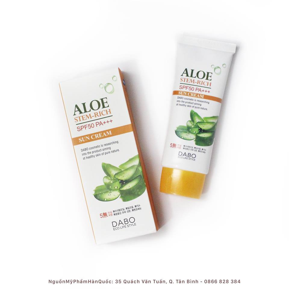 Kem chống nắng dưỡng da lô hội Spf 50+  Dabo Aloe 70ml