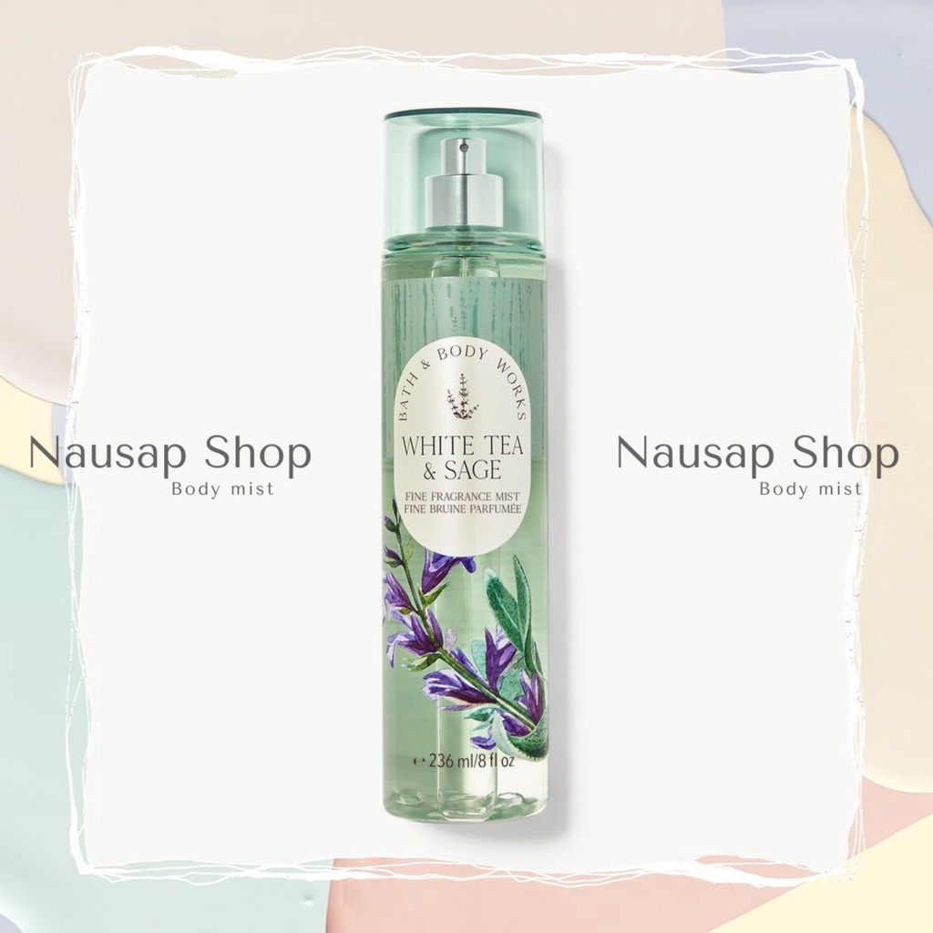 Xịt thơm 𝐖𝐡𝐢𝐭𝐞 𝐭𝐞𝐚 & 𝐒𝐚𝐠𝐞 của Bath & Body Works
