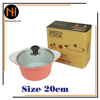 Nồi đúc Ceramic đáy từ Greencook GCS02-20 size 20cm vân đá đẹp chuẩn hình ảnh