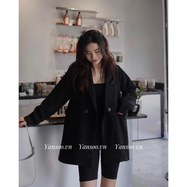 Áo khoác blazer một khuy túi nắp một lớp dày dặn , áo vest nữ yansoo.vn ( ảnh thật )
