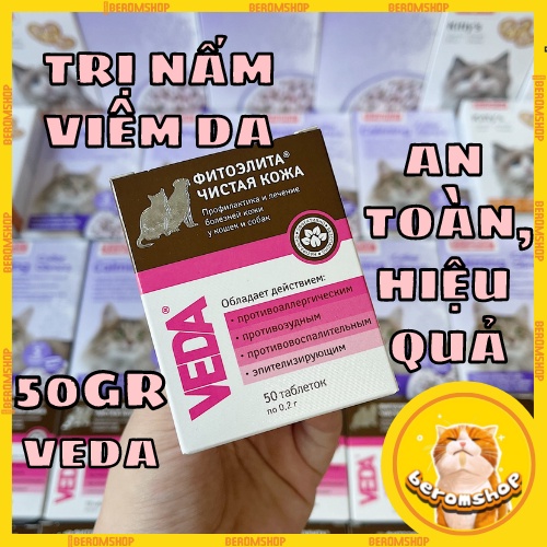 VEDA NẤM HỖ TRỢ DA LÔNG CHO CHÓ MÈO 50 VIÊN NHẬP NGA GIÁ CỰC RẺ