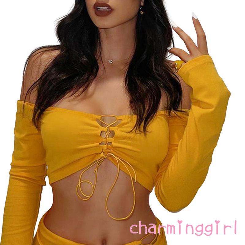 Set áo thun tay dài và chân váy ôm thời trang quyến rũ cho nữ