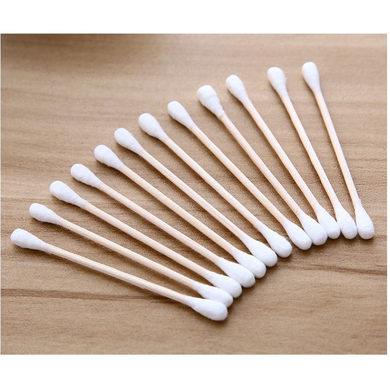 Tăm Bông Ngoáy Tai 100 Que Thân Gỗ Thân Thiện Với Môi Trường