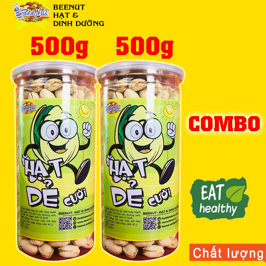 Hạt dẻ cười Pistachio (1KG) (Combo 2 phần 500g) Hạt giẻ cười không tẩy trắng, không bị yểu Hạt dinh dưỡng BeeNut