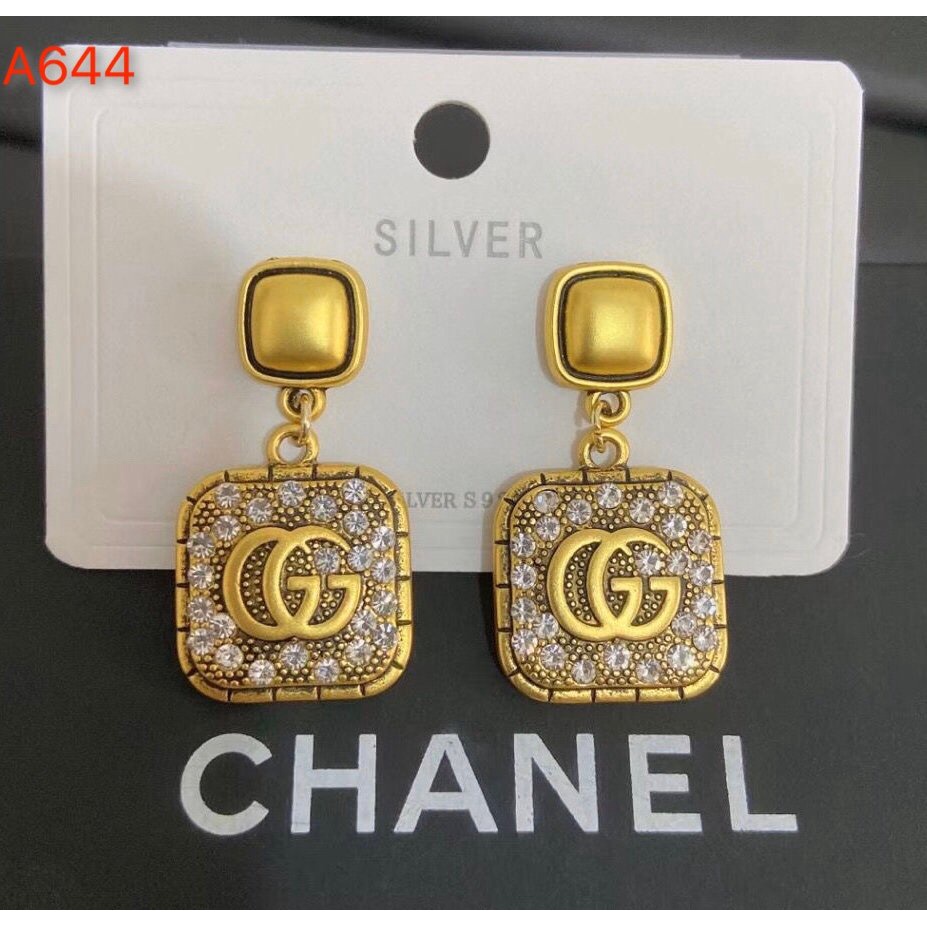 Khuyên Tai Dạng Vòng Bằng Thép Titan In Logo Gucci Thời Trang Dành Cho Nữ
