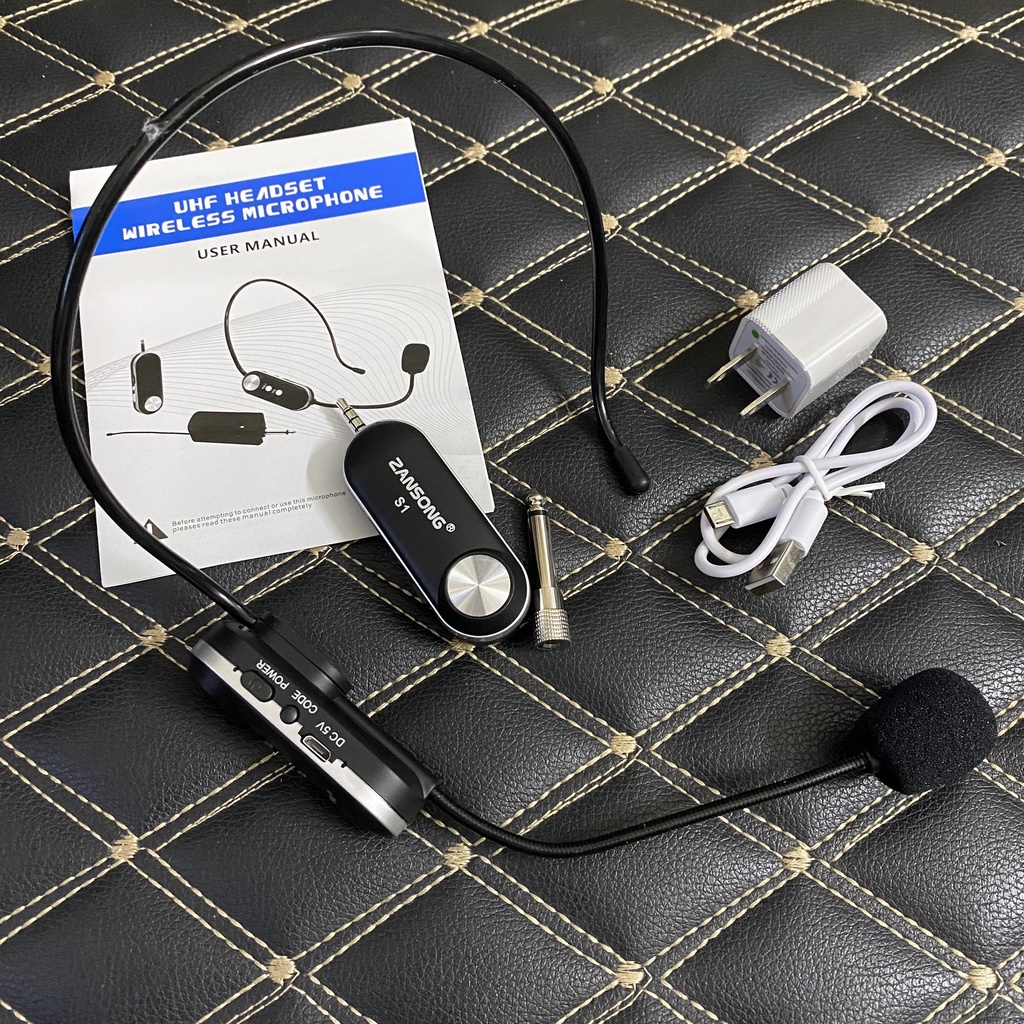 Micro Trợ Giảng Không Dây Zansong S1 chống hú dùng cho Máy Trợ Giảng, Loa Kéo, Âm Li, Sound Card Bắt Tín Hiệu Xa