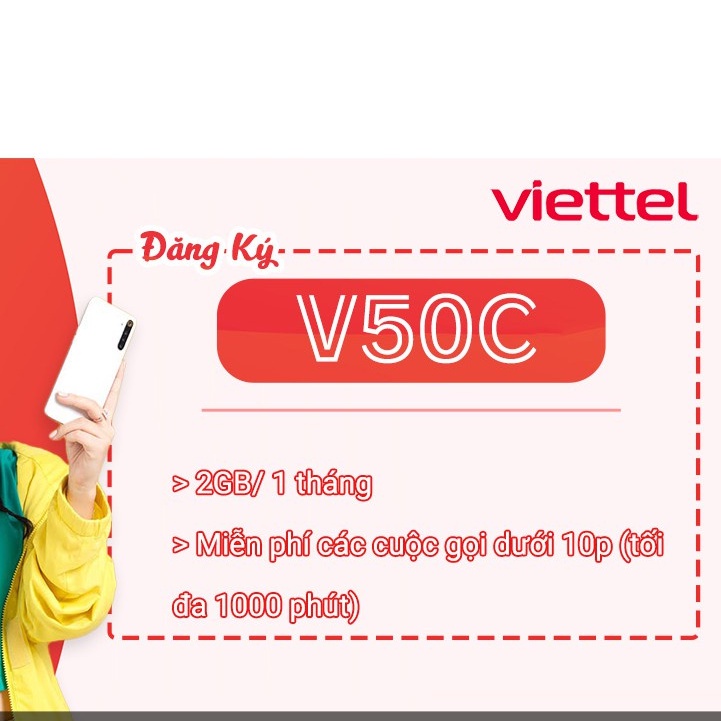Sim 4G Viettel gói V70C Miễn Phí gọi nội mạng dưới 10 phút và 3GB tháng