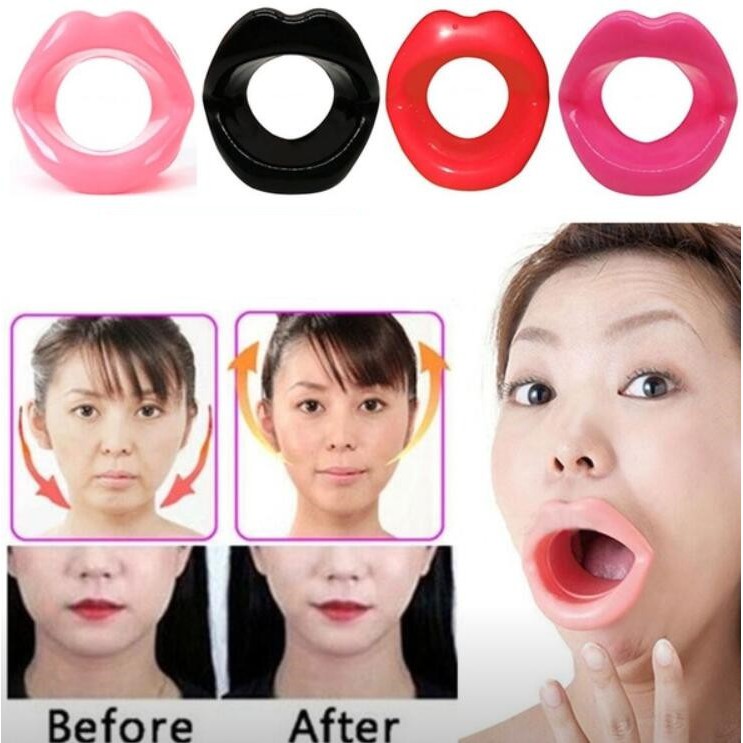 2PCS Cao su silicon Nâng cơ mặt Huấn luyện viên Môi Miệng Máy tập làm săn chắc cơ mặt Máy tập massage mặt Chống nhăn tập thể dục Công cụ miệng