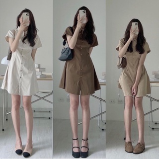 Váy kaki 2 da cúc dọc 4 màu