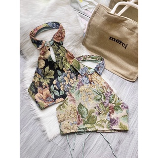 ÁO YẾM NỮ CỔ SƠ MI THỔ CẨM ĐAN DÂY LƯNG HỞ LƯNG SEXY OI