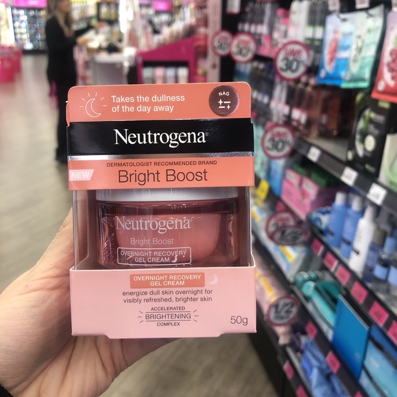 Kem dưỡng da trắng sáng Neutrogena Bright Boost Overnight Recovery Gel 50g.Hàng Úc
