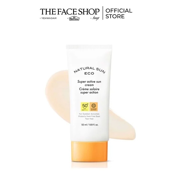 Kem Chống Nắng Toàn Diện Ngăn Bụi Mịn THEFACESHOP NATURAL SUN ECO SUPER ACTIVE SUN CREAM SPF50+ PA++++ 50ml/80ml