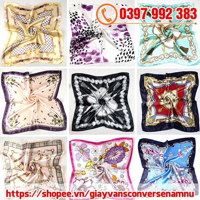 Khăn Turban Lụa Satin 50x50 cm - Khăn Bandana Vuông Đa Năng (Chọn Mẫu)
