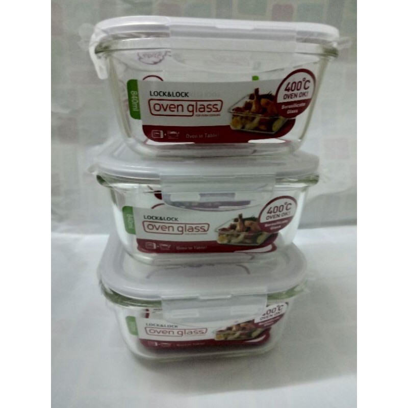 Hộp thuỷ tinh Lock&amp;Lock vuông 840ml hkm Pediasure