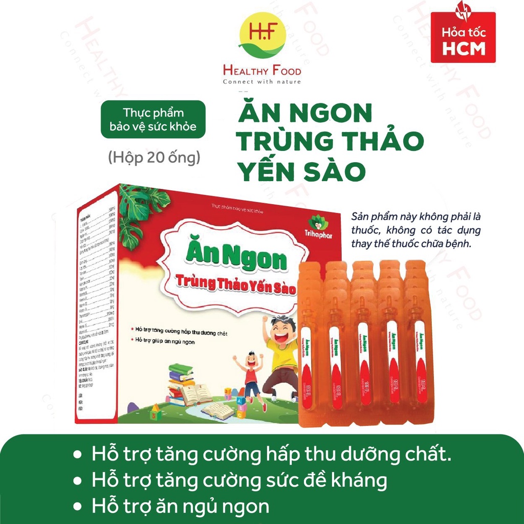 SIRO ĂN NGON TRÙNG THẢO YẾN SÀO (Hộp 20 Ống) - Giúp Bé Ăn Ngon, Tăng Đề Kháng, Ngủ Ngon - Hỗ Trợ Phát Triển Não Bộ