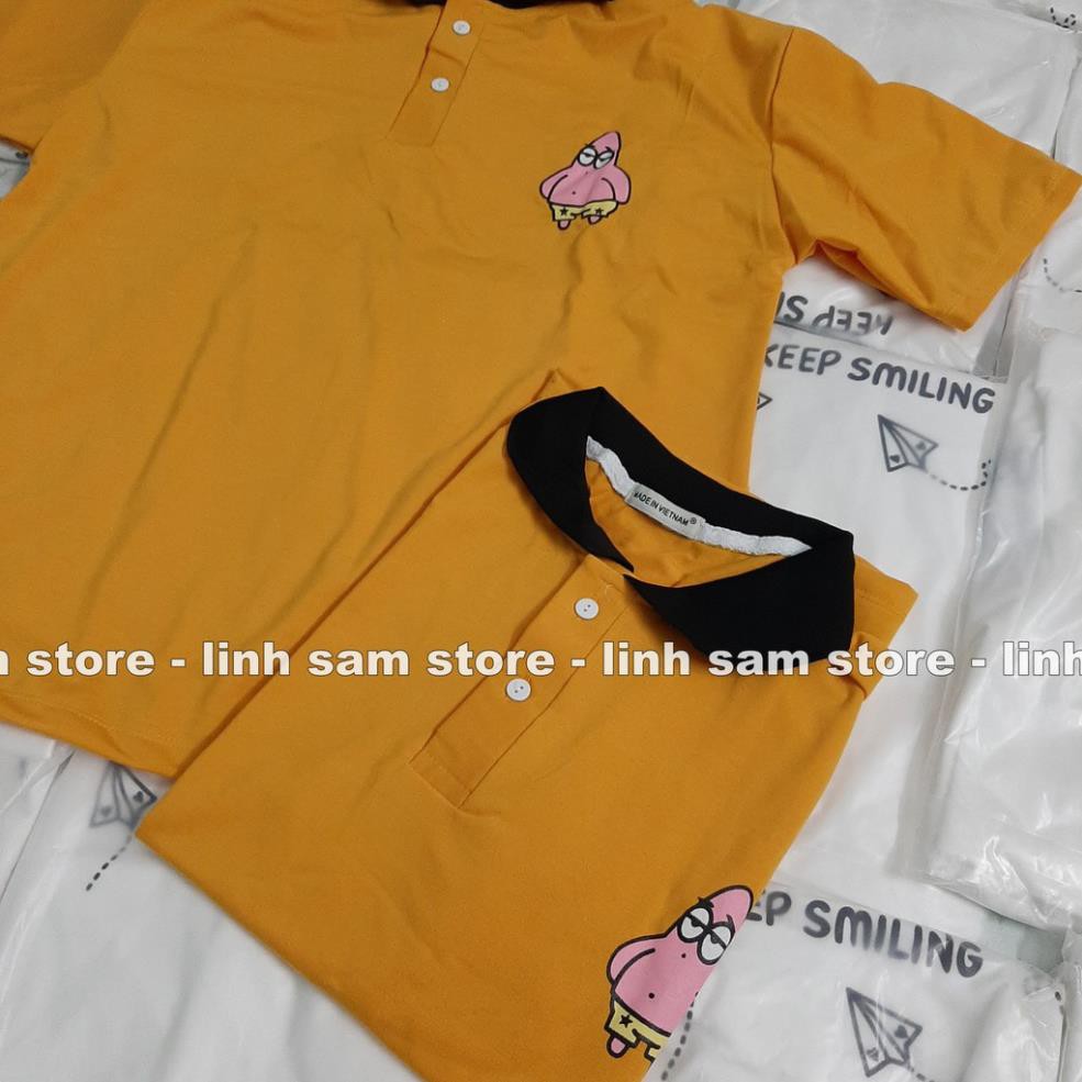 Áo thun POLO nữ tay lỡ có cổ phông form rộng freesize unisex mặc đi học, cặp, nhóm, lớp in hình sao biển Patrick Star ་