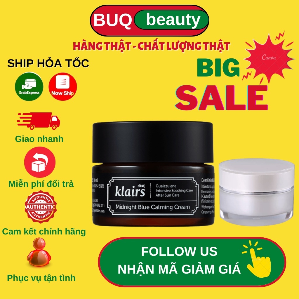 Kem Dưỡng Ẩm Phục Hồi Da Dear Klairs Midnight Blue Calming Cream 30ml - klair