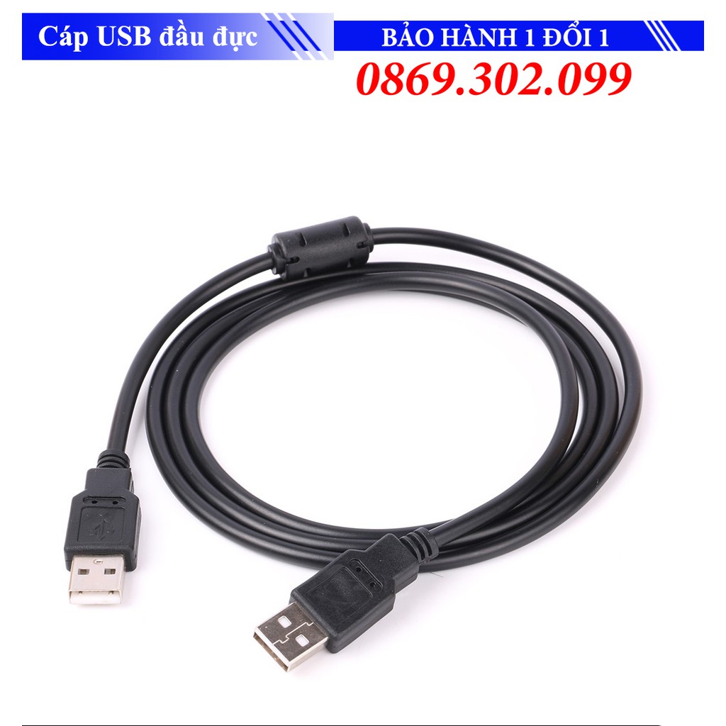 Cáp USB hai đầu đực dài 1.5m Đen