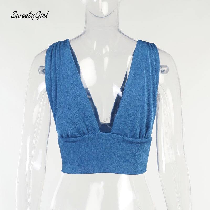 Áo Tank Top Hai Dây Cổ Chữ V Màu Trơn Thời Trang Gợi Cảm Cho Nữ