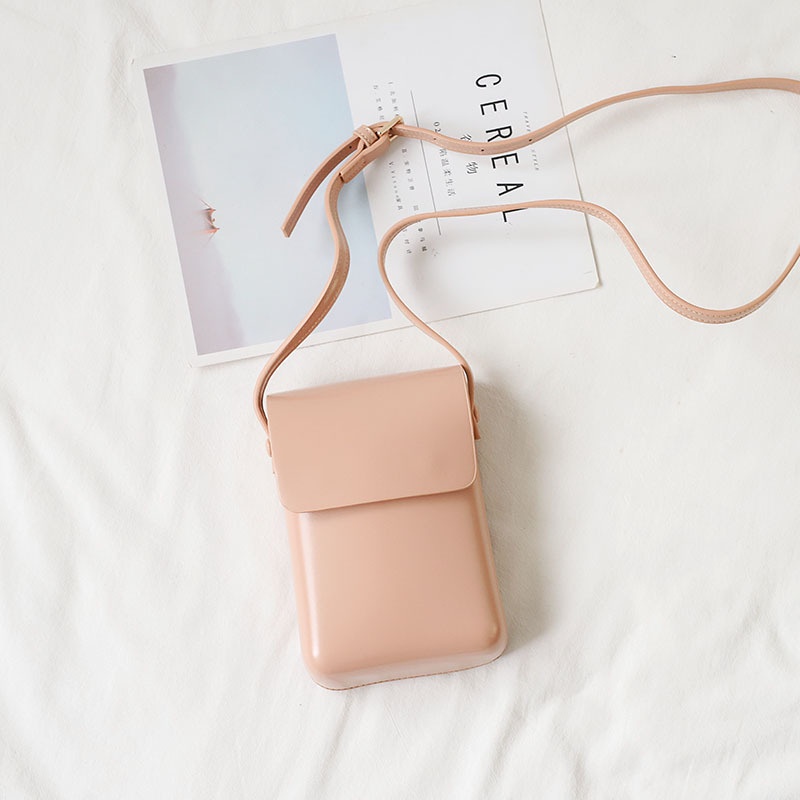 Túi da đeo chéo nam nữ phong cách cổ điển trơn bóng vintage form cứng khóa nam châm BHTT56