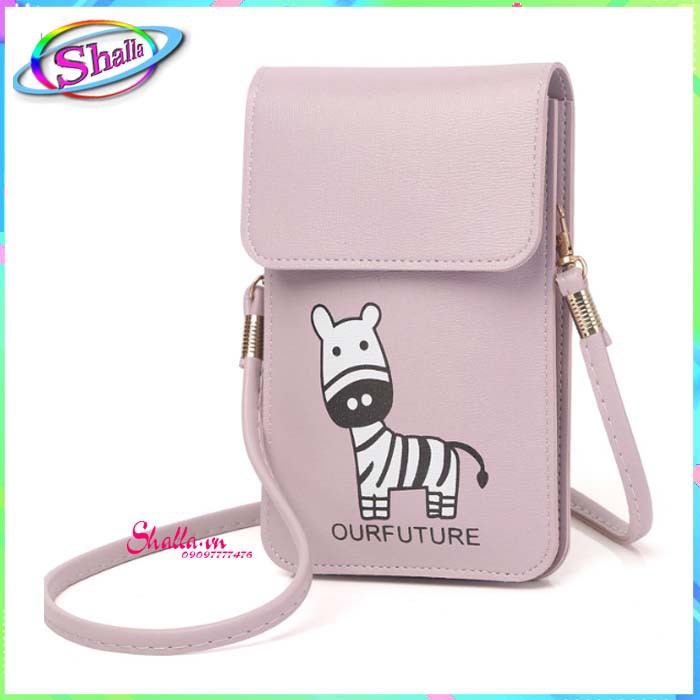 Ví nữ mini đeo chéo nữ thời trang dọc nắp hình ngựa Shalla K501
