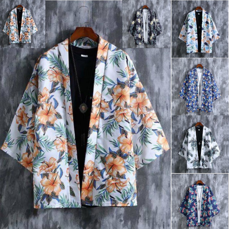 ☞Áo Khoác Kimono Tay Lỡ 3 / 4 Chống Nắng Dáng Rộng Phong Cách Trung Hoa Cho Cặp Đôi