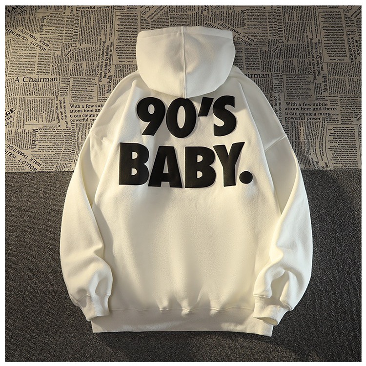 Áo Khoác Hoodie Form Rộng Unisex BABY Vải Nỉ Bông Dày Dặn màu ĐEN/TRẮNG 🎈 Nam nữ unisex 🎈 | BigBuy360 - bigbuy360.vn